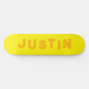 Yellow skateboard solid color personalised name