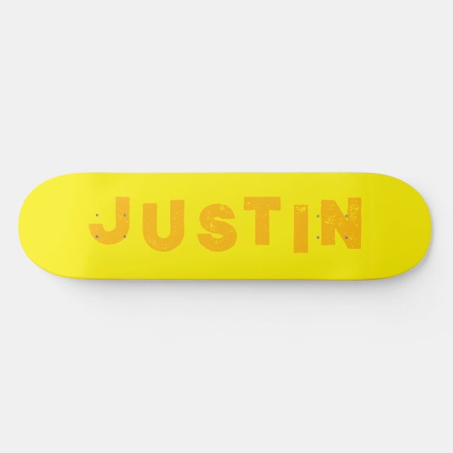 Yellow skateboard solid color personalised name (Horz)
