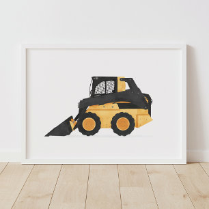 Yellow Skid Steer Contruction Kids Room Decor