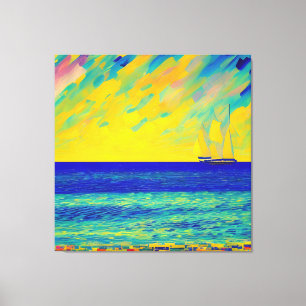 "Yellow Sky Race" Seascape Canvas Print