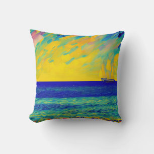 "Yellow Sky Race" Seascape Cushion