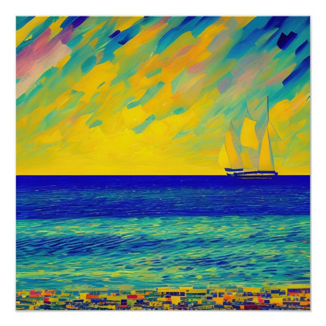 "Yellow Sky Race" Seascape Poster (Front)