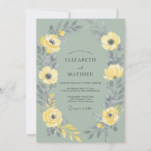 Yellow Slate Anemone Wedding Invitation