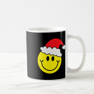 Yellow Smile Face Christmas Shirt Santa Hat Smilin Coffee Mug