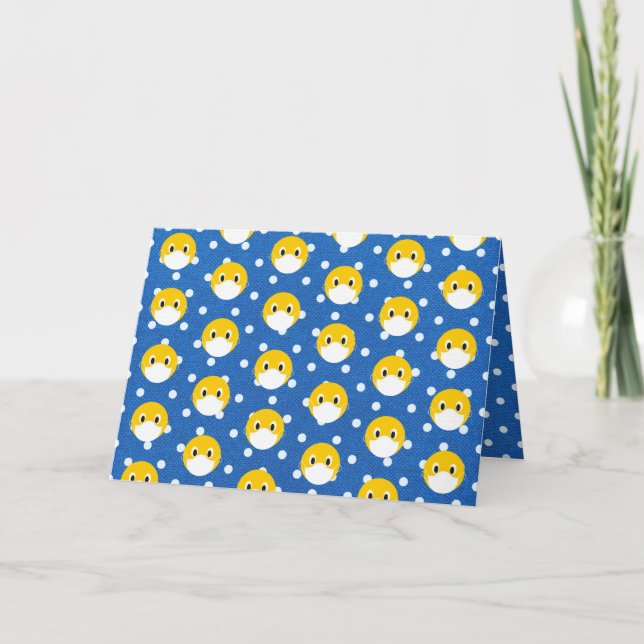 yellow smile face with medical mask birthday card (Front)