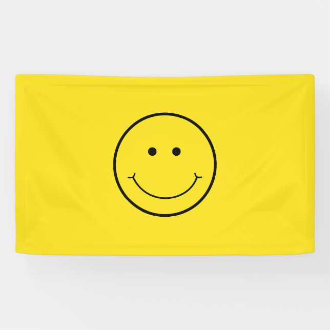 Yellow Smile Grin Face Happy Banner (Horizontal)