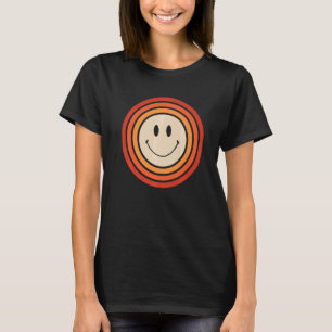 Yellow Smile Happy Face 70s Aesthetic Rainbow Grap T-Shirt