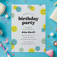 Yellow Smiling Happy Face Kids Birthday Party