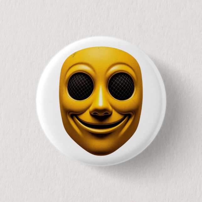 Yellow Smiling Mask 3 Cm Round Badge (Front)