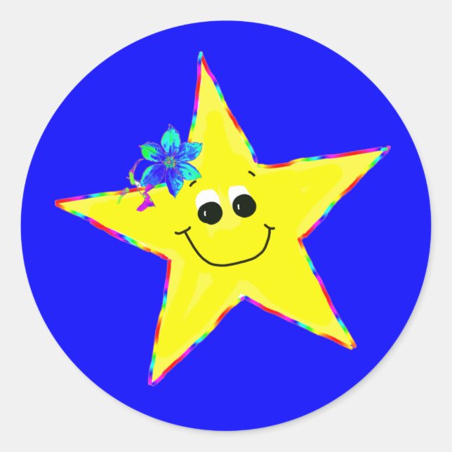 Yellow Smiling Star Birthday Stickers (Front)