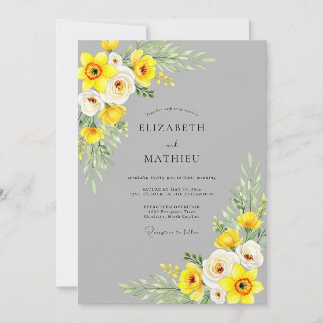 Yellow Smoke Delightful Spring Wedding Invitation (Front)