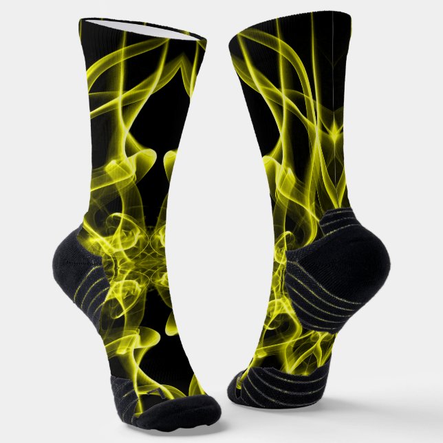 Yellow Smoke Symmetrical Minimalist Black Socks (Angled)