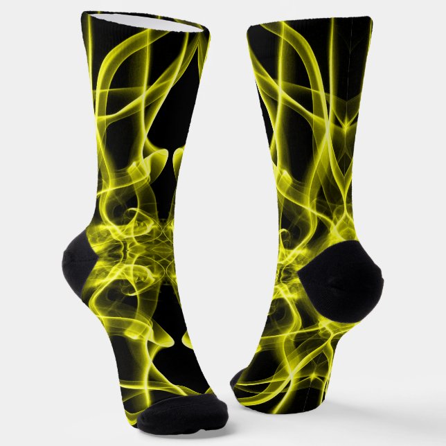 Yellow Smoke Symmetrical Minimalist Black Socks (Angled)