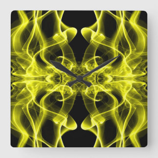 Yellow Smoke Symmetrical Minimalist Black Square Wall Clock