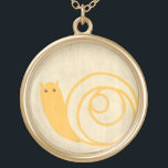 Yellow Snail on Cream Background Gold Plated Necklace<br><div class="desc">This yellow snail is much cuter than real snails! An enchanting Chariklia Zarris print,  the cream background blends well with the yellow colour of the snail. A great piece to place on the wall of a child's room!</div>