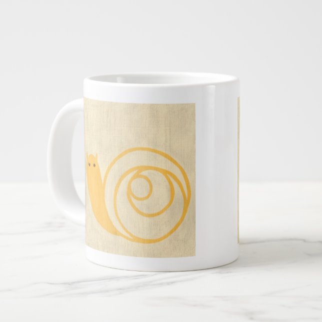 Yellow Snail on Cream Background Large Coffee Mug (Front Left)