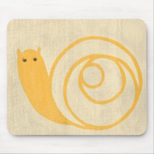 Yellow Snail on Cream Background Mouse Mat