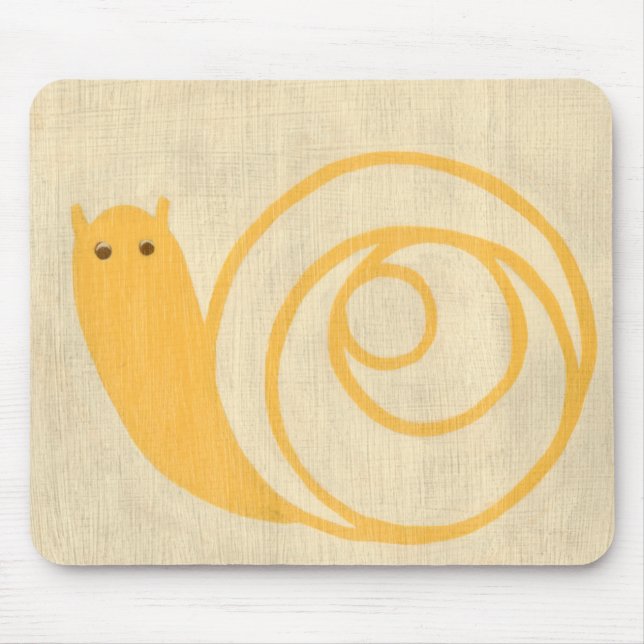Yellow Snail on Cream Background Mouse Mat (Front)