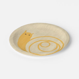 Yellow Snail on Cream Background Paper Plate