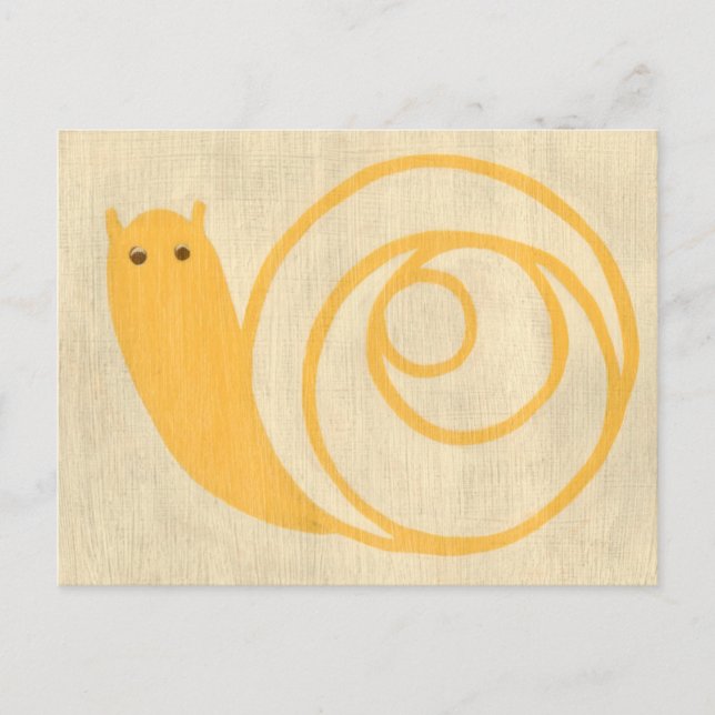 Yellow Snail on Cream Background Postcard (Front)
