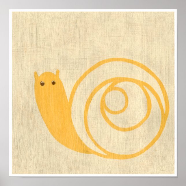 Yellow Snail on Cream Background Poster (Front)