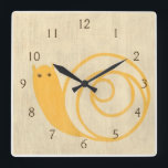 Yellow Snail on Cream Background Square Wall Clock<br><div class="desc">This yellow snail is much cuter than real snails! An enchanting Chariklia Zarris print, the cream background blends well with the yellow colour of the snail. A great piece to place on the wall of a child's room!</div>