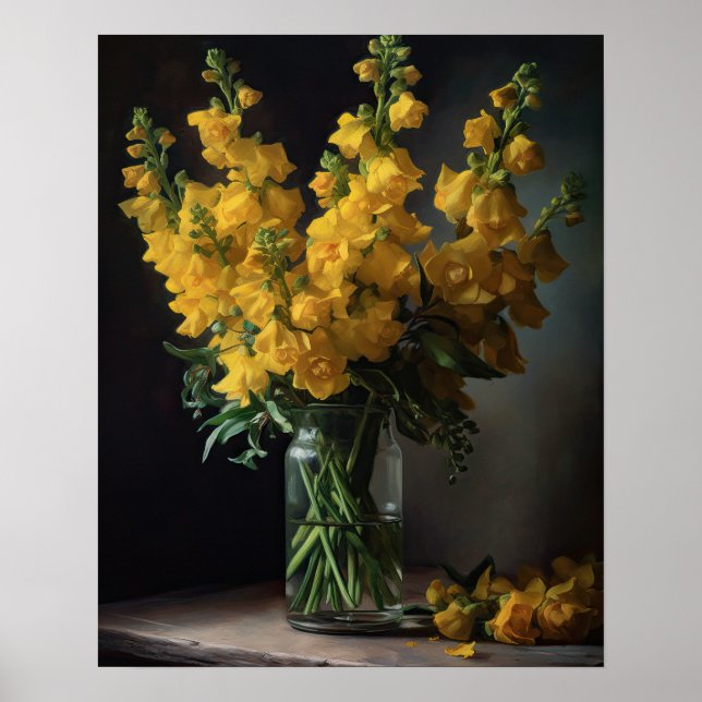 Yellow Snapdragon Flowers Art Print Poster (Front)