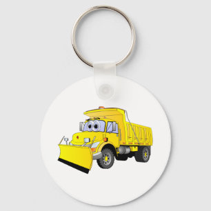 Yellow Snow Plough Cartoon Key Ring
