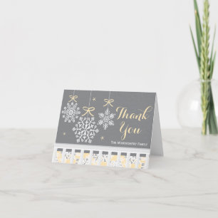 Yellow Snowflake Mobile Baby Shower Thank You Card