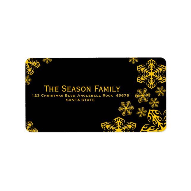yellow Snowflakes chalkboard address label (Front)