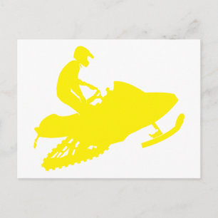 Yellow-Snowmobiler Postcard