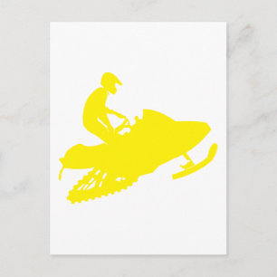 Yellow-Snowmobiler Postcard
