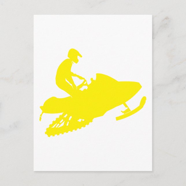 Yellow-Snowmobiler Postcard (Front)