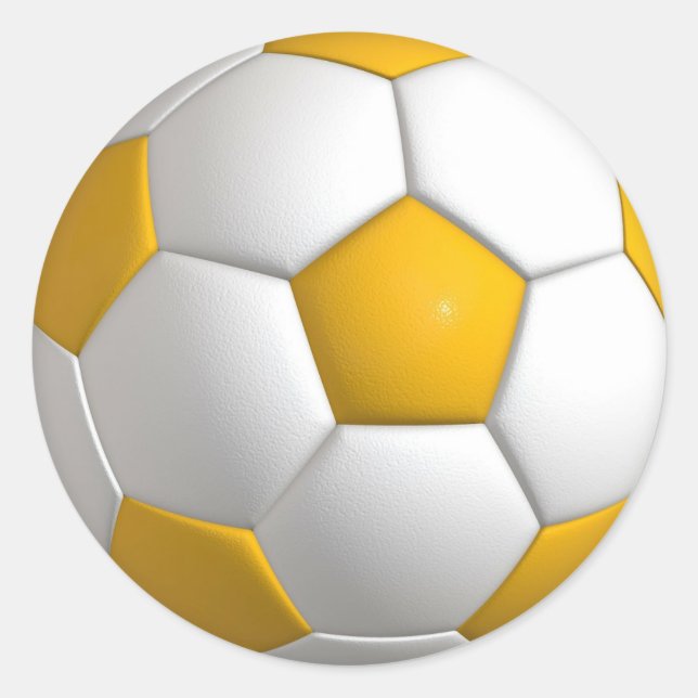 Yellow Soccer Ball Sports Player Round Stickers (Front)