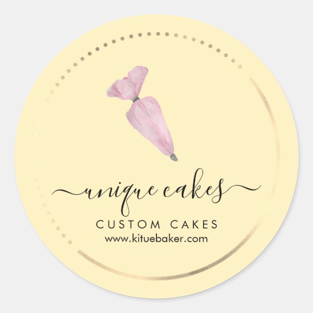 Yellow Soft Bakery Pastry Patisserie Shop Classic Round Sticker (Front)