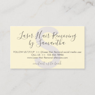 Yellow Soft Laser Hair Removal Aftercare Business Card