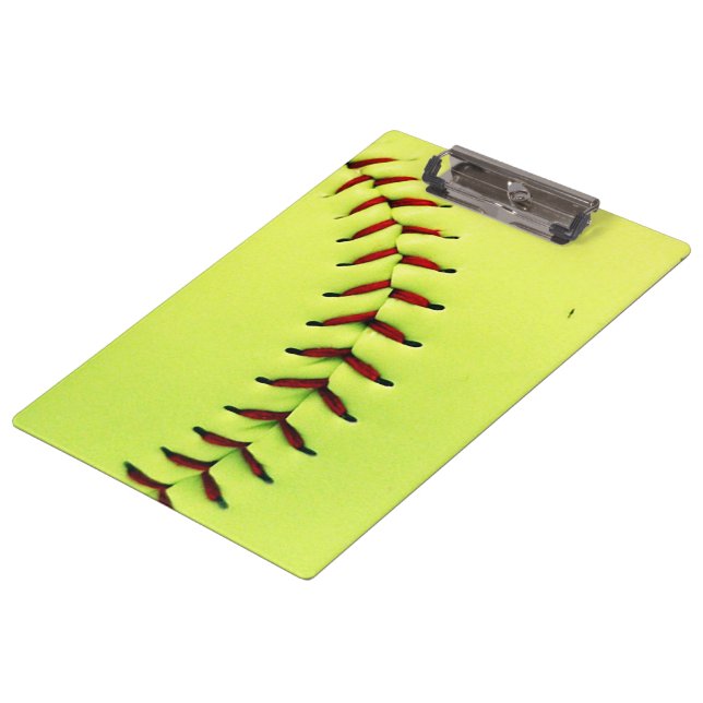 Yellow softball ball clipboard (Angled)