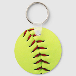 Yellow softball ball key ring