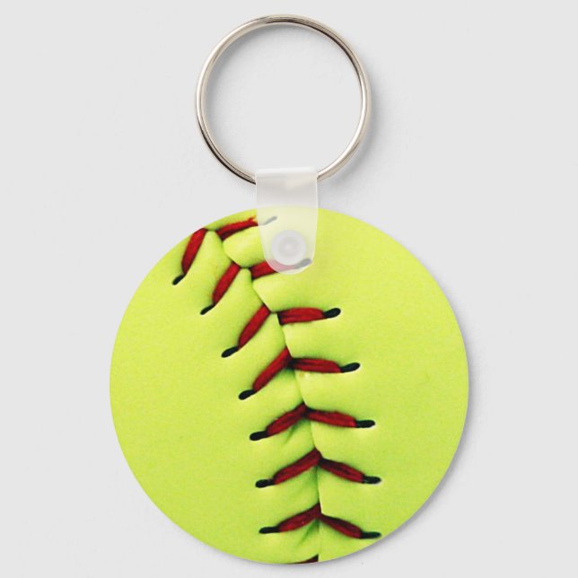 Yellow softball ball key ring (Front)