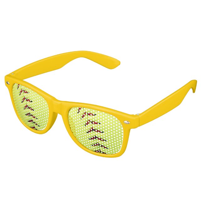 Yellow softball ball retro sunglasses (Angled)
