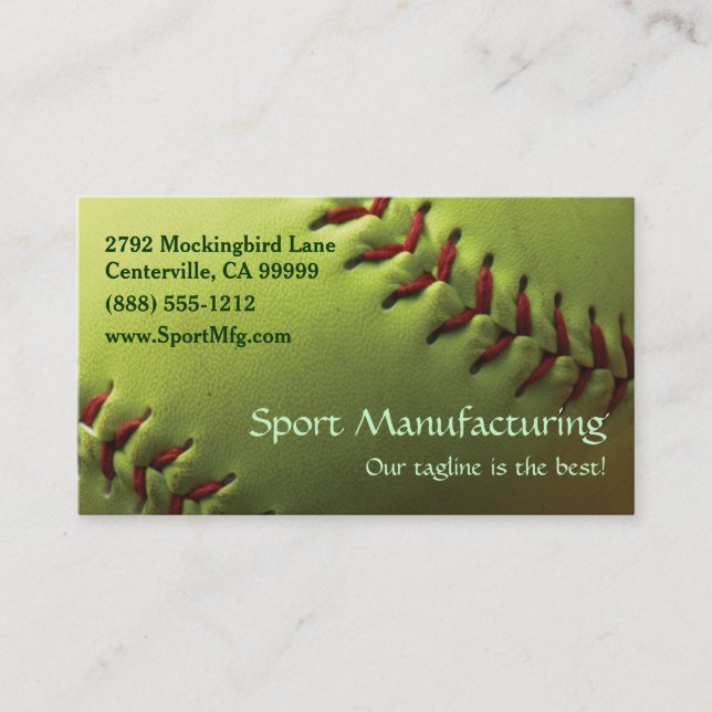 Yellow Softball Business Card (Front)