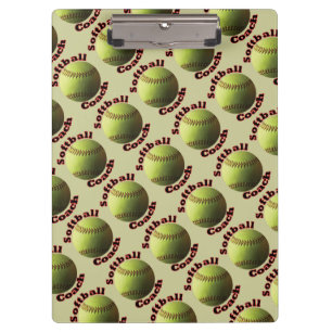 Yellow Softball Coach Clipboard