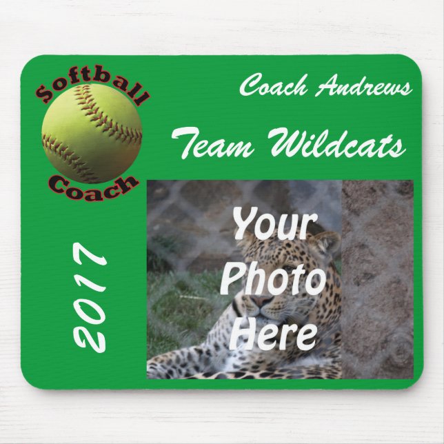 Yellow Softball Coach Mouse Mat (Front)