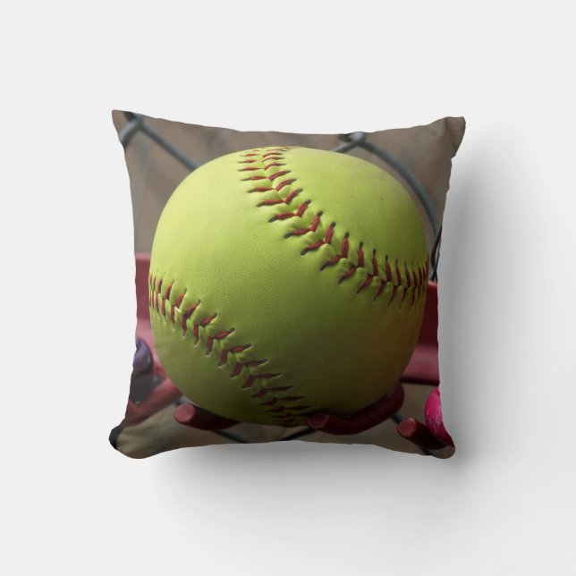 Yellow Softball Field Ball Cushion (Front)