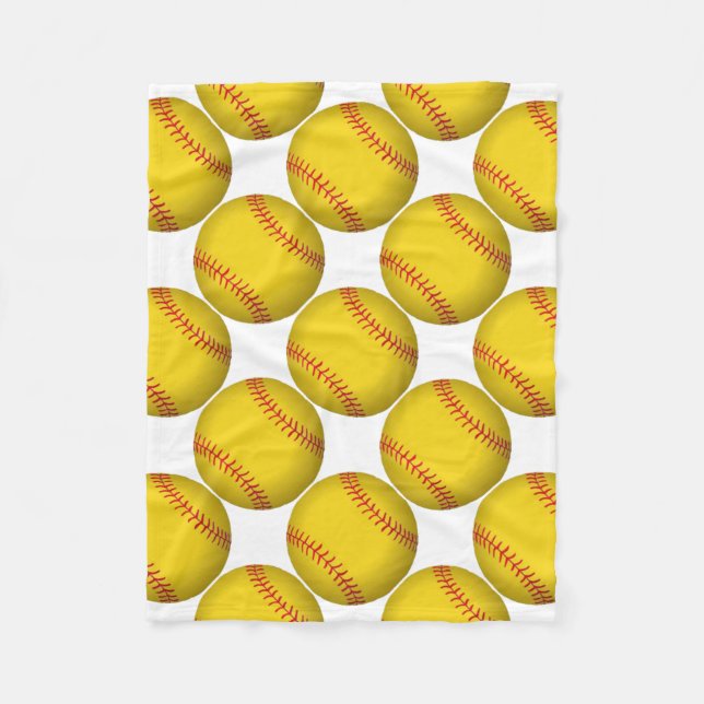 Yellow Softball Fleece Blanket (Front)