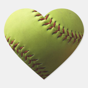 Yellow Softball Heart Sticker