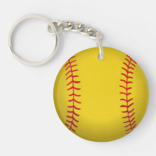 Yellow Softball Image Key Ring