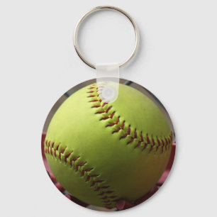 Yellow Softball Key Ring