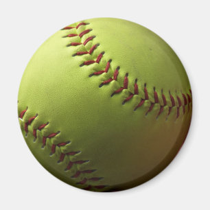 Yellow Softball Mini Magnet