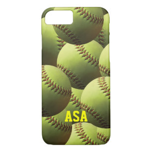 Yellow Softball Multi Ball with Name iPhone 8/7 Case